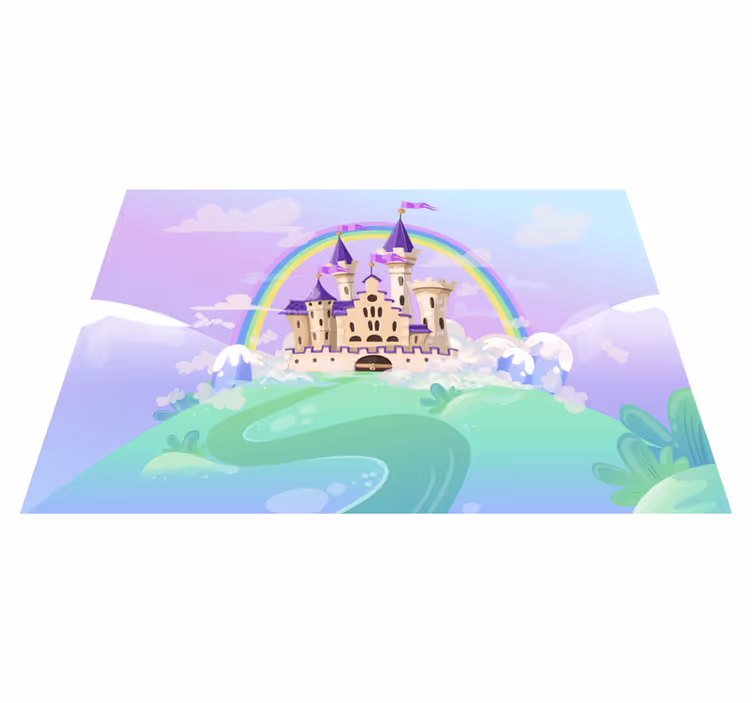Purple vinyl carpet princess castle wall mural - TenStickers