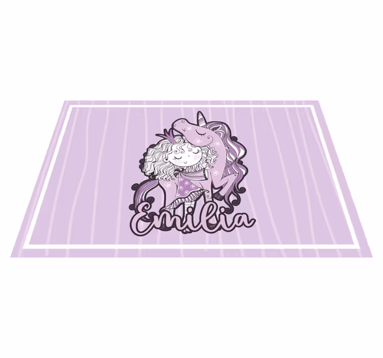 Purple vinyl carpet for an artistic princess with a unicorn - TenStickers