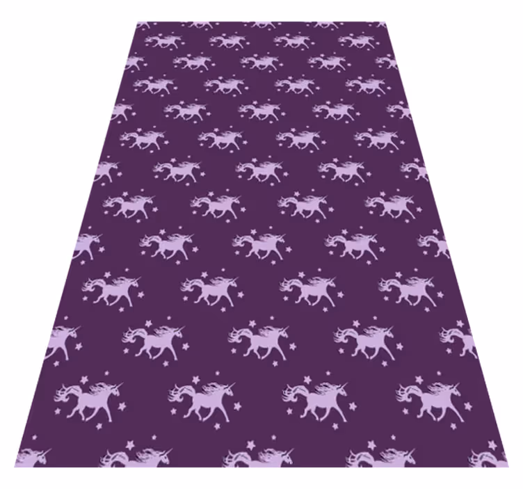 Purple vinyl carpet with simple unicorns and stars - TenStickers