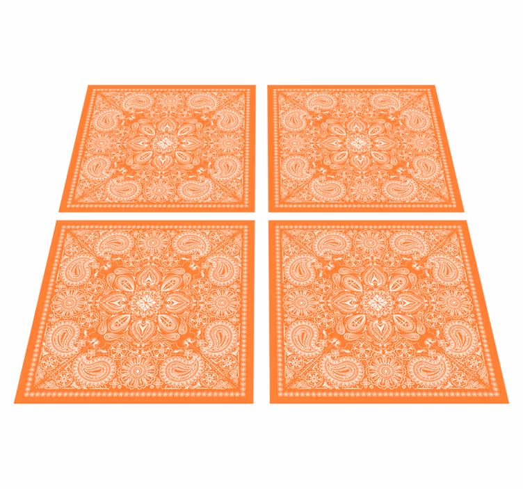 Orange vinyl carpet with paisley design - TenStickers