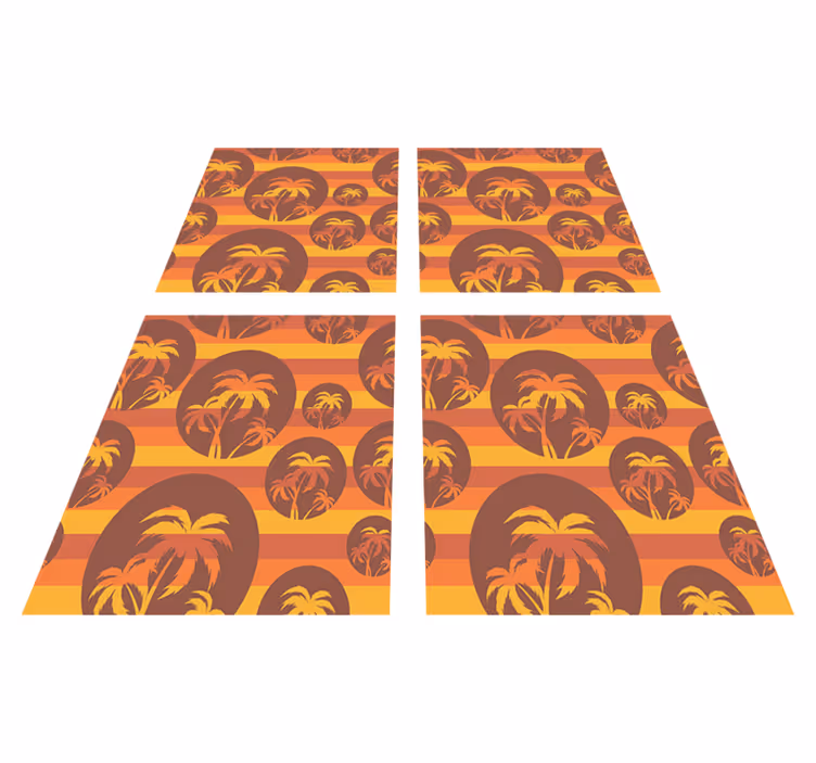 Orange vinyl carpet retro sunset and palm design - TenStickers