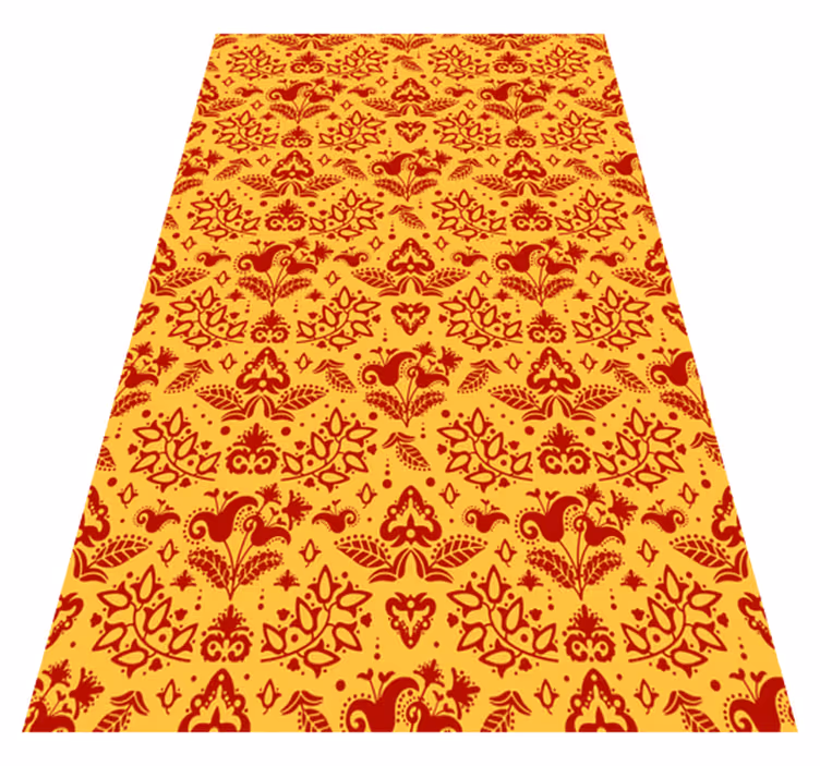 Orange vinyl carpet floral lines design - TenStickers