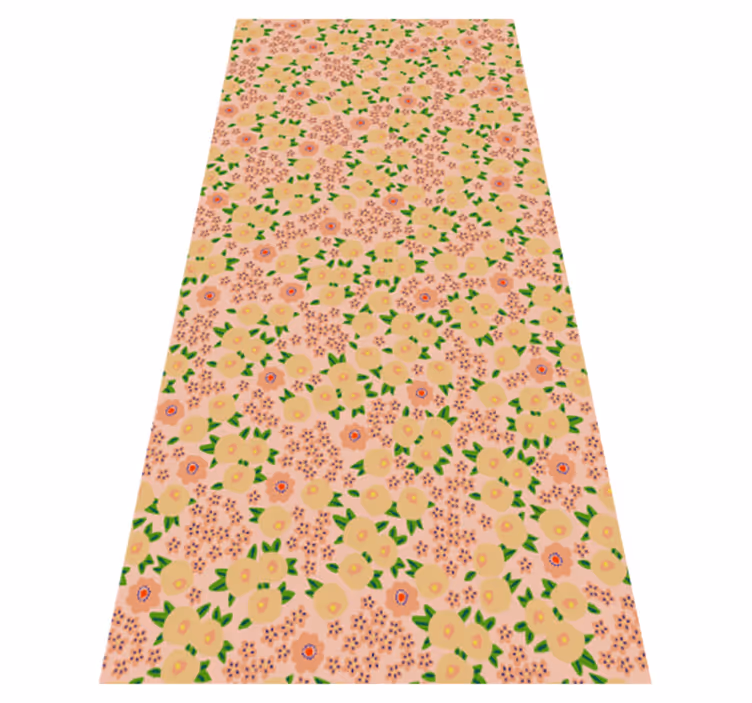 Orange vinyl carpet with original floral design in peach - TenStickers