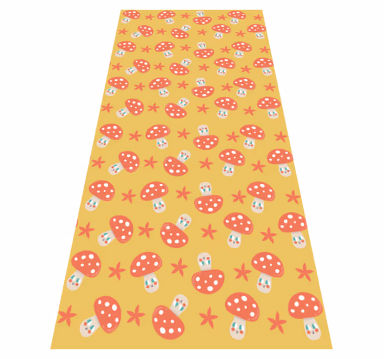 Orange vinyl carpet with whimsical mushrooms design - TenStickers