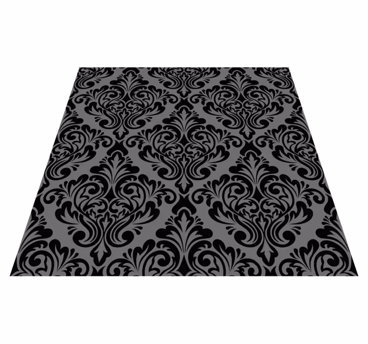 Black vinyl carpet vintage black damask design - TenStickers