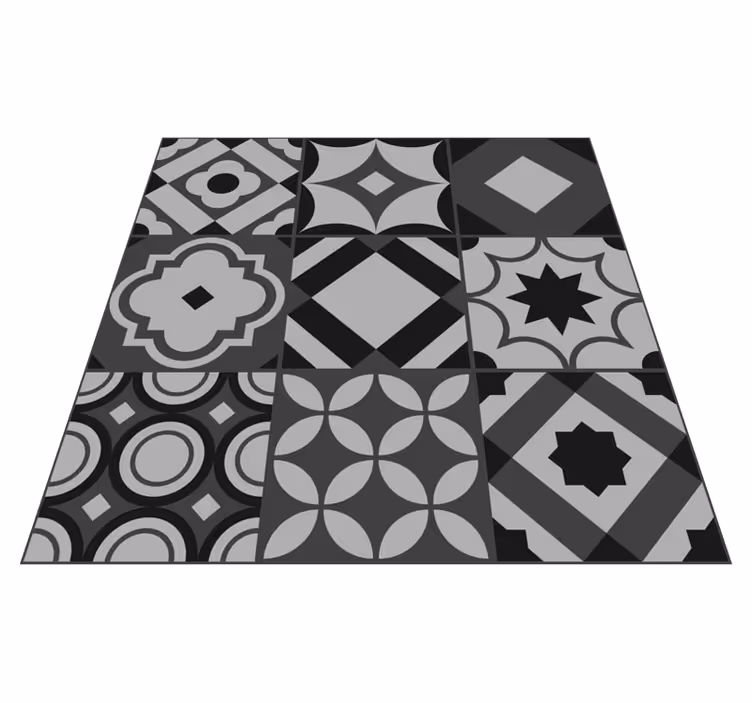 Black vinyl carpet black tiles - TenStickers