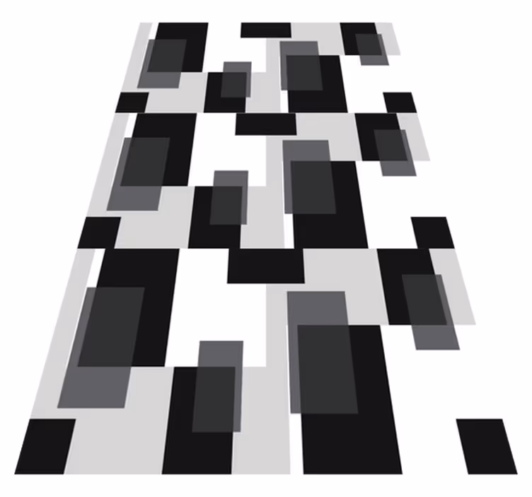 Black vinyl carpet in black and white blocks - TenStickers