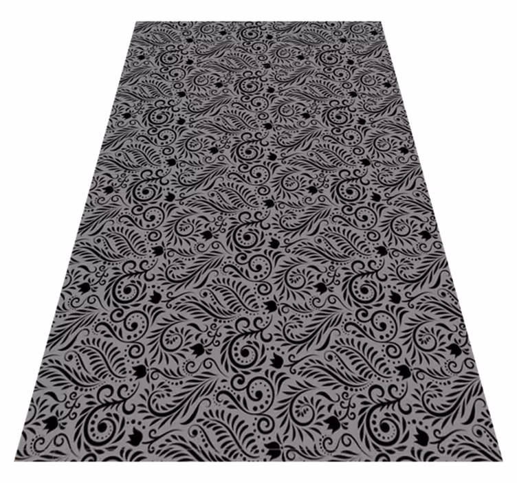 Black vinyl carpet with elegant swirl patterns - TenStickers