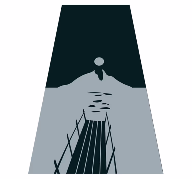 Black vinyl carpet wooden dock to a lake with mountains - TenStickers