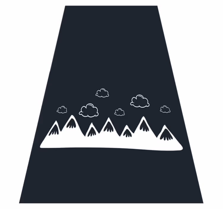Black vinyl carpet with hand-drawn mountains and clouds - TenStickers