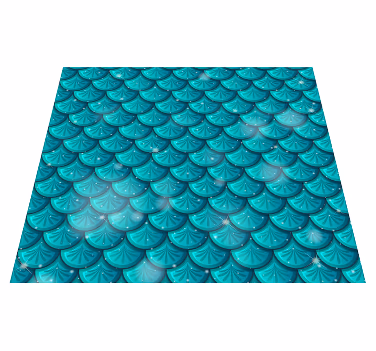 Green vinyl carpet in mermaid blue scales - TenStickers