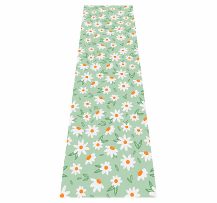Green vinyl carpet with daisy flowers - TenStickers