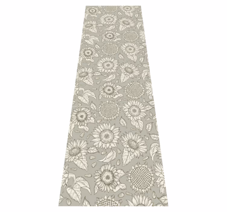 Green vinyl carpet with gray sunflowers - TenStickers