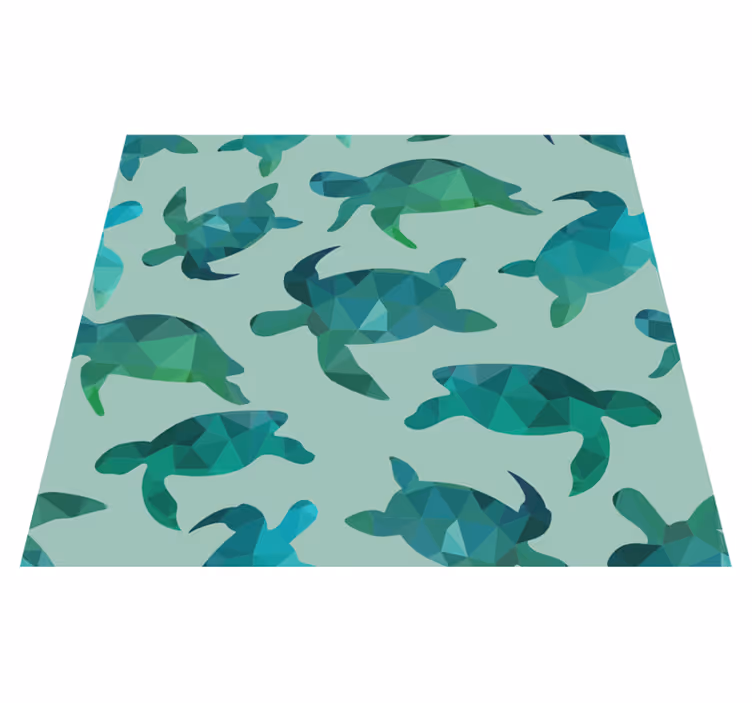 Green vinyl carpet with green turtles design - TenStickers