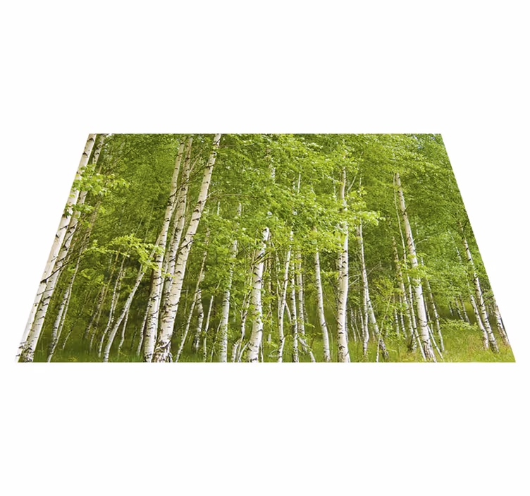 Green vinyl carpet birch tree design - TenStickers