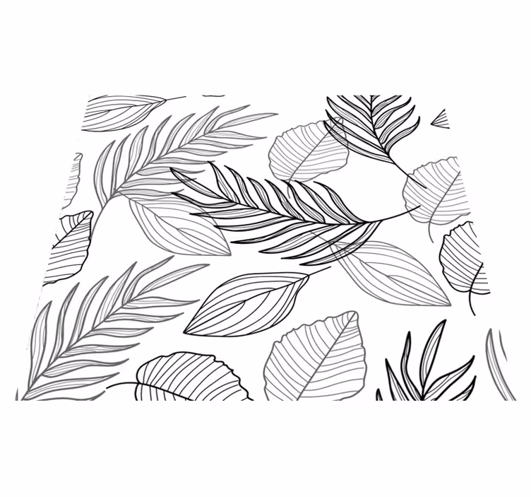 Outdoor vinyl carpet with black and white leaf design - TenStickers