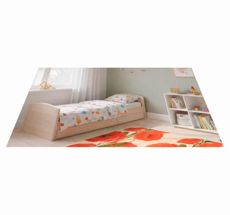 Red vinyl carpet with poppies pattern - TenStickers