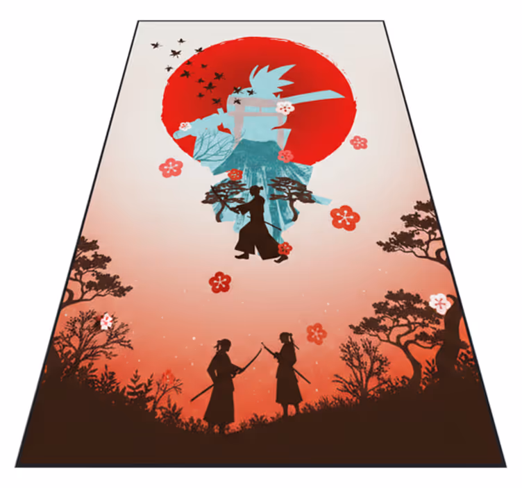 Red vinyl carpet anime fighter sunset art - TenStickers