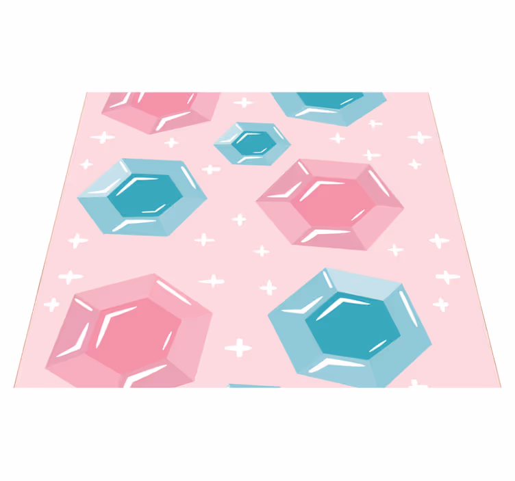 Pink vinyl carpet with geometric gem patterns - TenStickers
