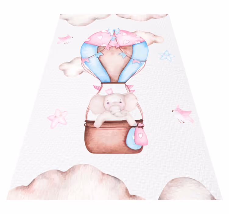 Pink vinyl carpet cute hot air balloon design - TenStickers