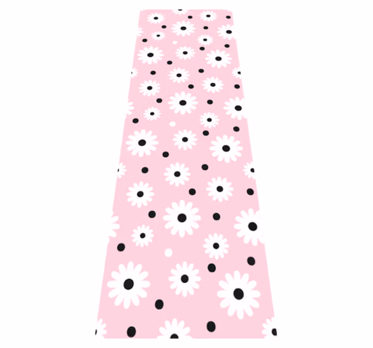 Pink vinyl carpet with pink black dot floral design - TenStickers