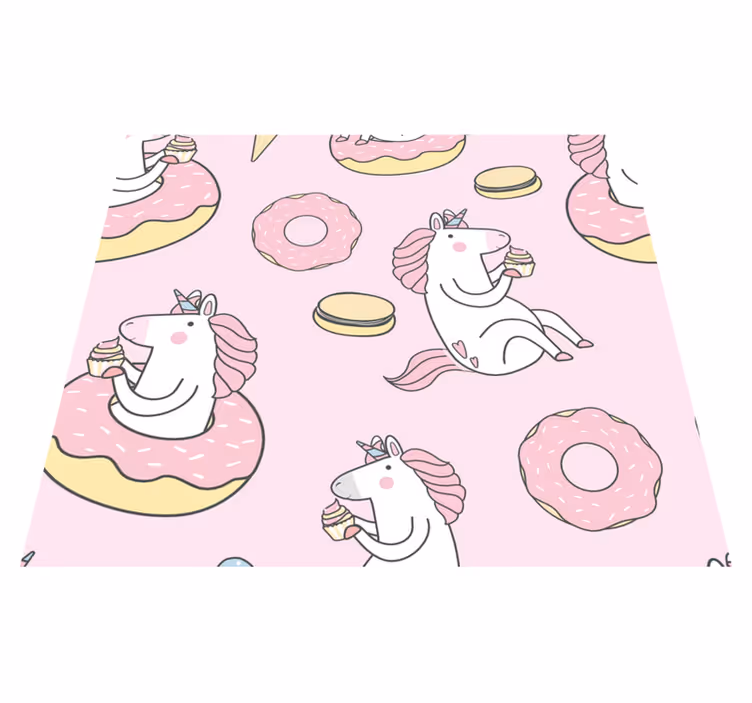 Pink vinyl carpet with unicorn wallpaper design - TenStickers