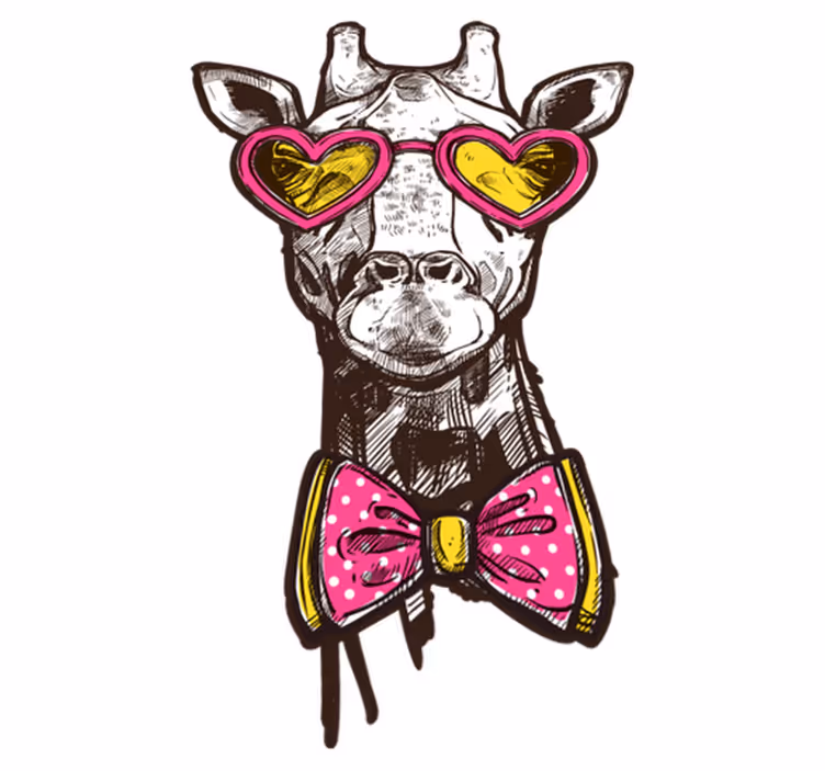 quirky giraffe heart glasses animal vinyl carpet - TenStickers