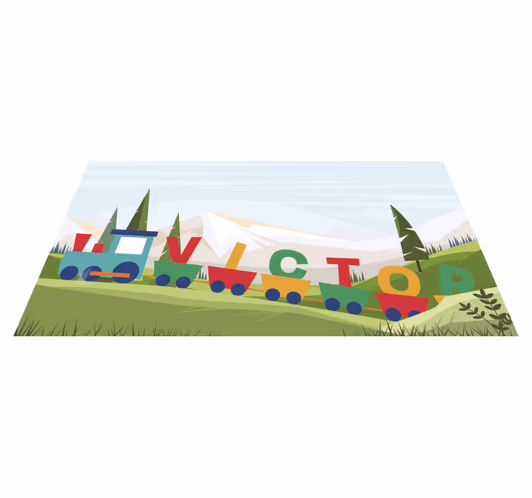 Marvellous personalized train babies vinyl rug - TenStickers