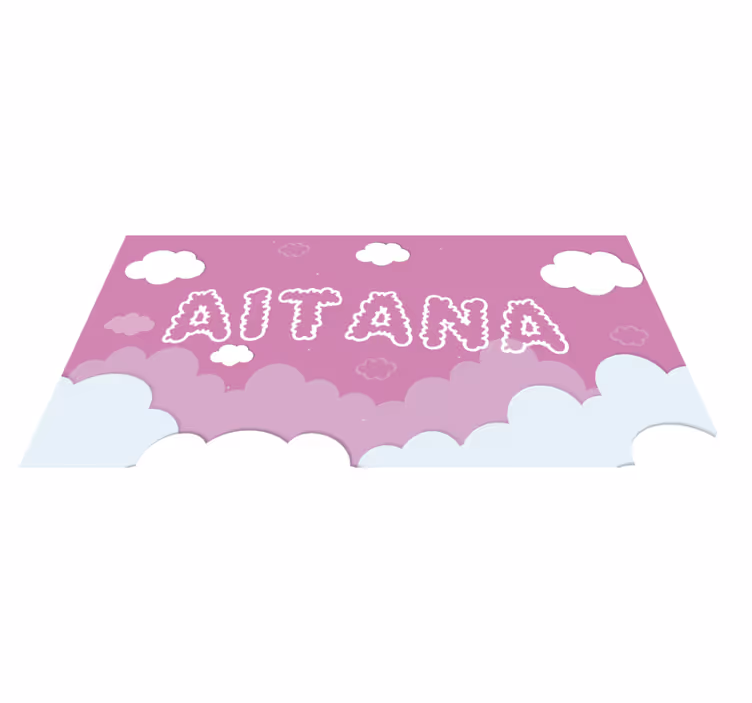 Custom Cloudy Name Floorpiece nursery vinyl carpet - TenStickers