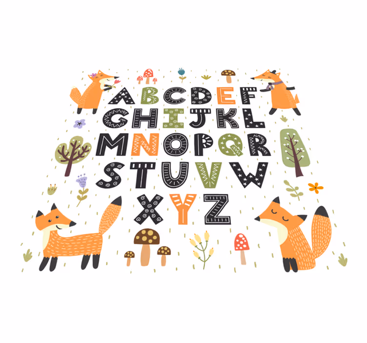 Alphabetical Forest Animals bedroom vinyl carpet - TenStickers