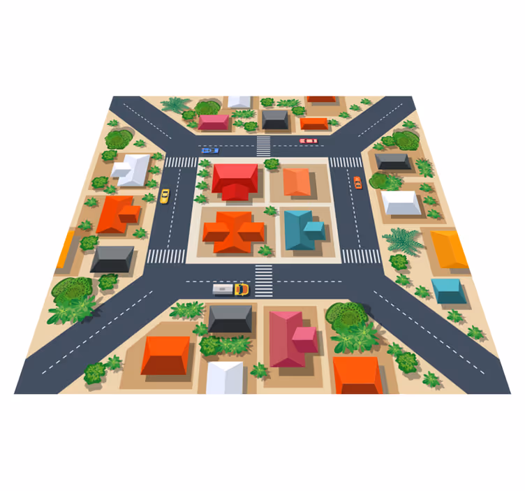 fantastic squared kids road vinyl rug - TenStickers