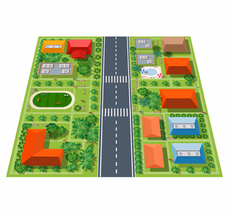 Playful Townscape kids vinyl carpet - TenStickers