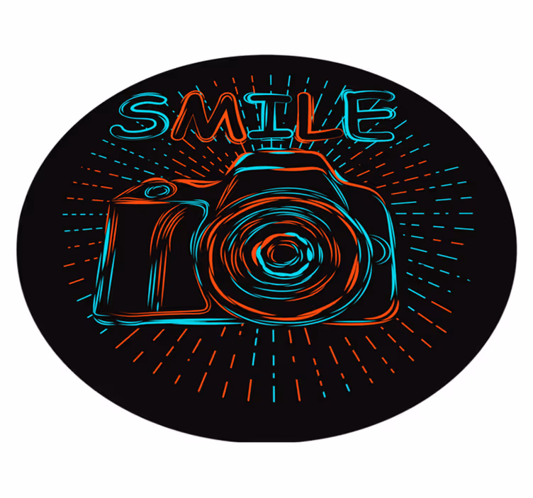 Neon Camera Illustration kids vinyl carpet - TenStickers