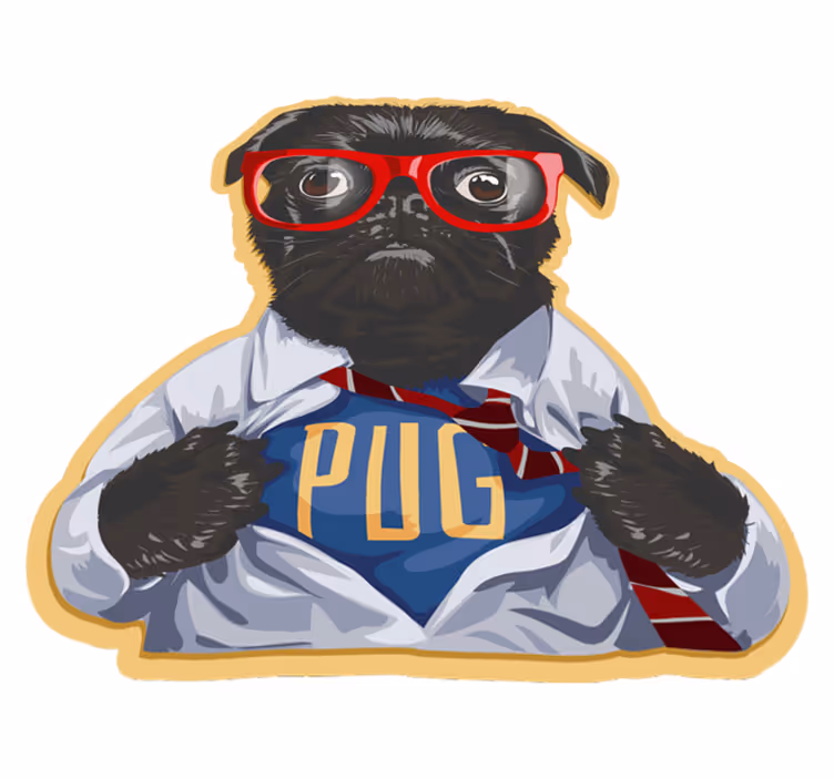 Stylish Pug Illustration animal vinyl carpet - TenStickers