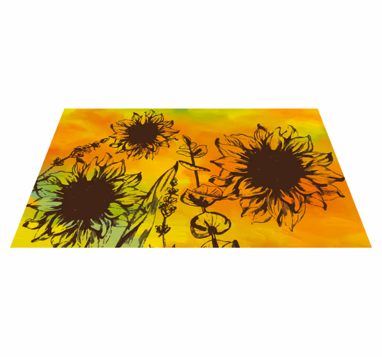 Sunflower Sketch floral vinyl carpet - TenStickers