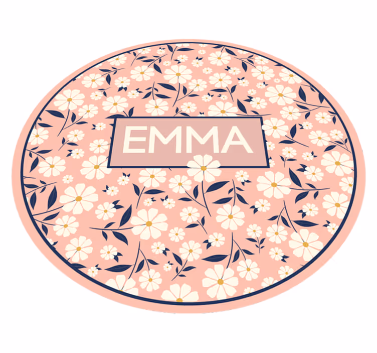 Personalized Floral Circle custom vinyl carpet - TenStickers