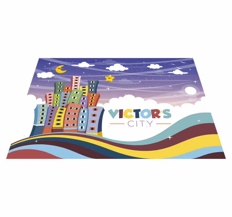 Cityscape Rainbow custom vinyl carpet - TenStickers