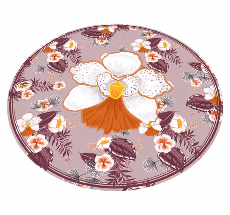 Floral vinyl carpet floral patterned circle - TenStickers