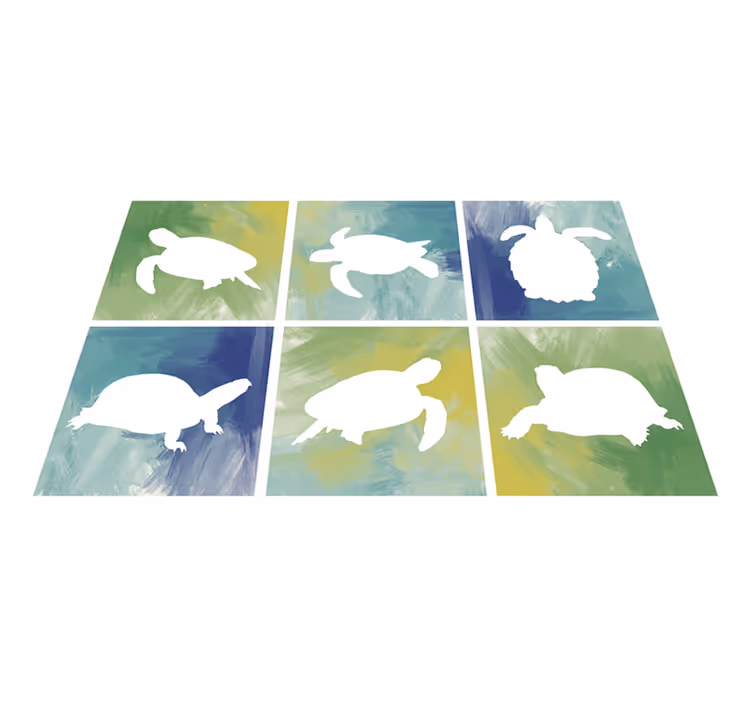 Turtle Silhouette Mosaic animal vinyl carpet - TenStickers