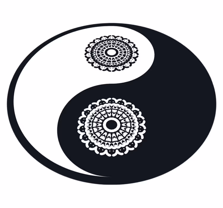 Yin Yang Circle mandala vinyl carpet - TenStickers