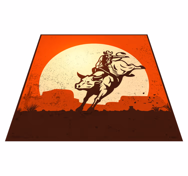 Cowboy Bull Silhouette kids vinyl carpet - TenStickers