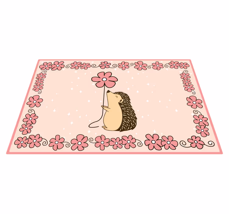 Hedgehog Floral nursery vinyl carpet - TenStickers