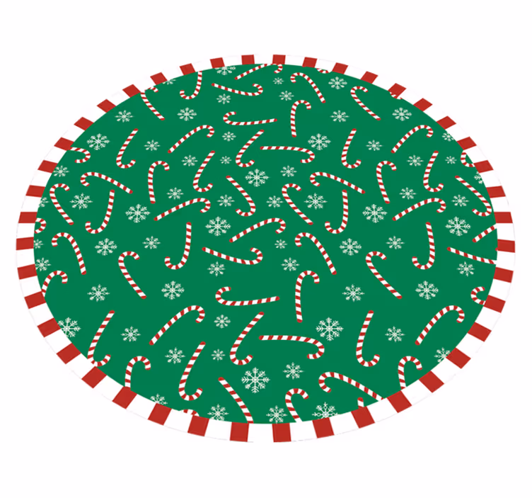 Candy Cane Circle Christmas vinyl carpet - TenStickers