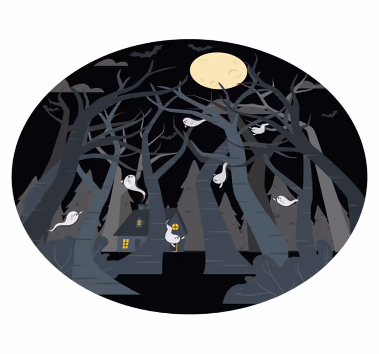 Spooky Forest Scene halloween vinyl carpet - TenStickers