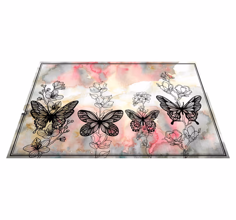 Floral vinyl carpet butterfly floral design - TenStickers