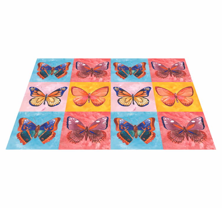 Colorful Butterfly Array floral vinyl carpet - TenStickers