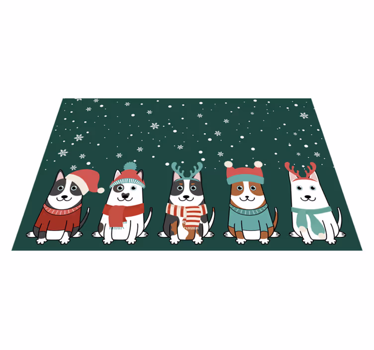 Festive Dogs Ensemble Christmas vinyl carpet - TenStickers