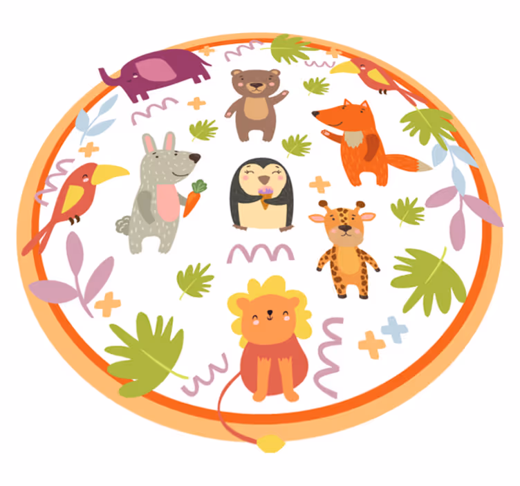 Circular Jungle Safari kids vinyl carpet - TenStickers