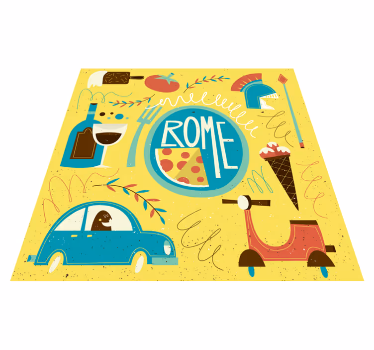 Rome Theme Illustration alphabet vinyl carpet - TenStickers