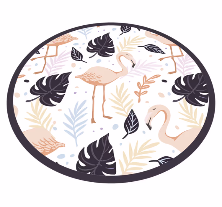 Floral Flamingo Circle animal vinyl carpet - TenStickers